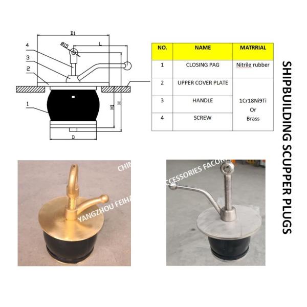 IMPA 232485 Model 50ON-100 Deck Scupper Plug, Gutter Plug Shipbuilding Scupper Plugs