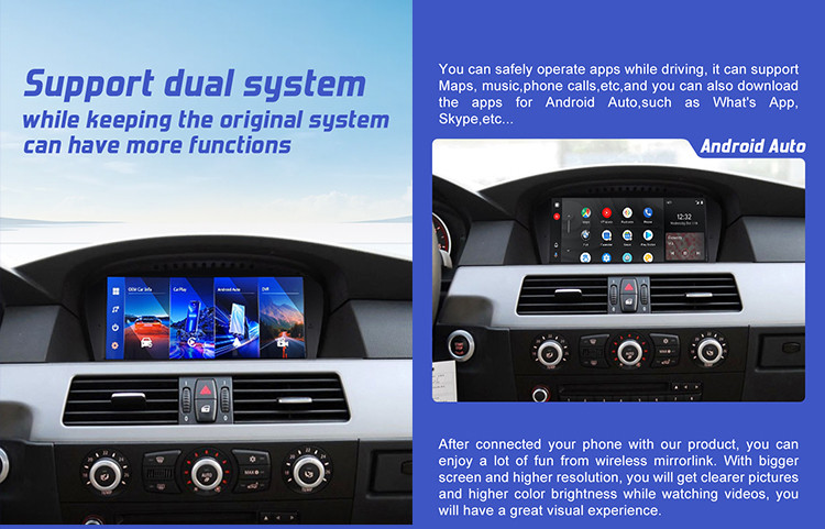 Linux Car radio For BMW E60 E90 support dual system and original joystick
