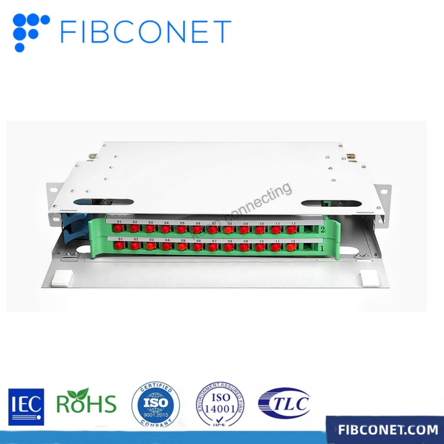 Data Center Application Fiber Optic ODF with 12-24 Core Scrack Mount Splicing Design