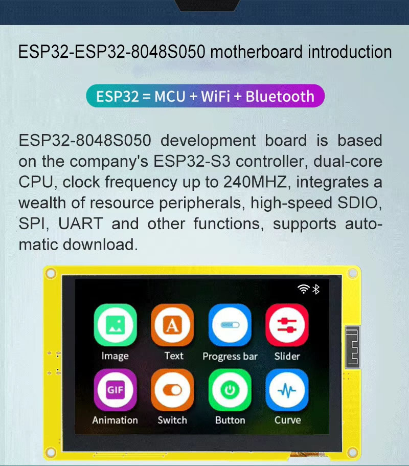 5 Inch Capacitive Touch Screen 800x480 ESP32 TFT Screen 520KB