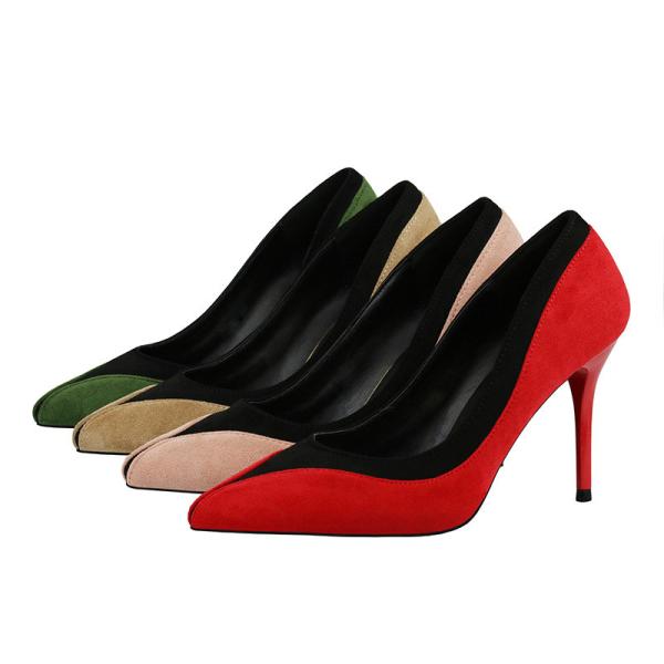 Quality ZM004 9628-13 New Style Wedding Shoes Pointed Toe Shallow Mouth Color Matching High Heels Korean Style Super High Heel S for sale