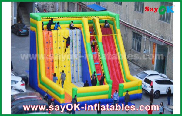 Quality Adult Inflatable Slide 9.5*7.5*6.5m Colorful Inflatable Bouncer Slide With Climbing Wall For Amusement Park for sale