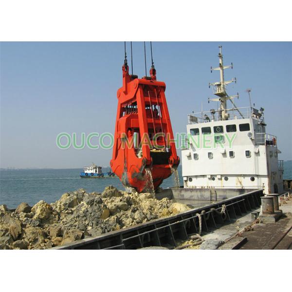 Red Hydraulic Dredging Grab As Clamshell Shape Bucket With High Stability