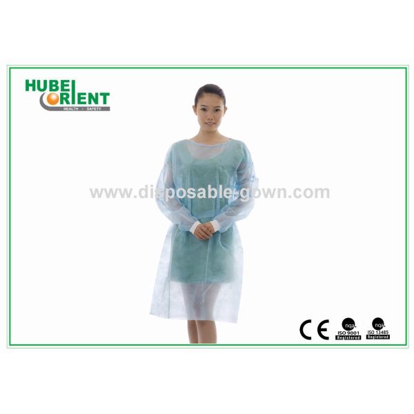 with Knitted Wrist PP PE Disposable Use Isolation Gowns Water Resistant For Hospital