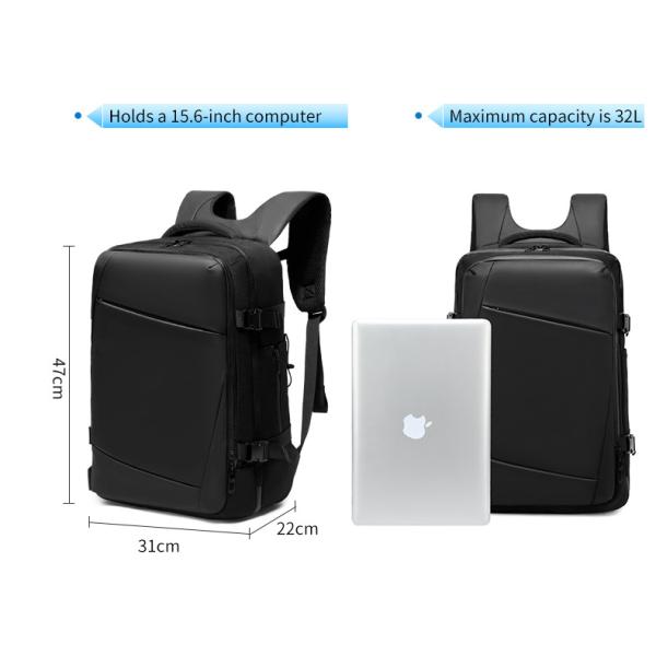 Waterproof Multifunction 32L 15.6 In Expandable Laptop Backpack With USB