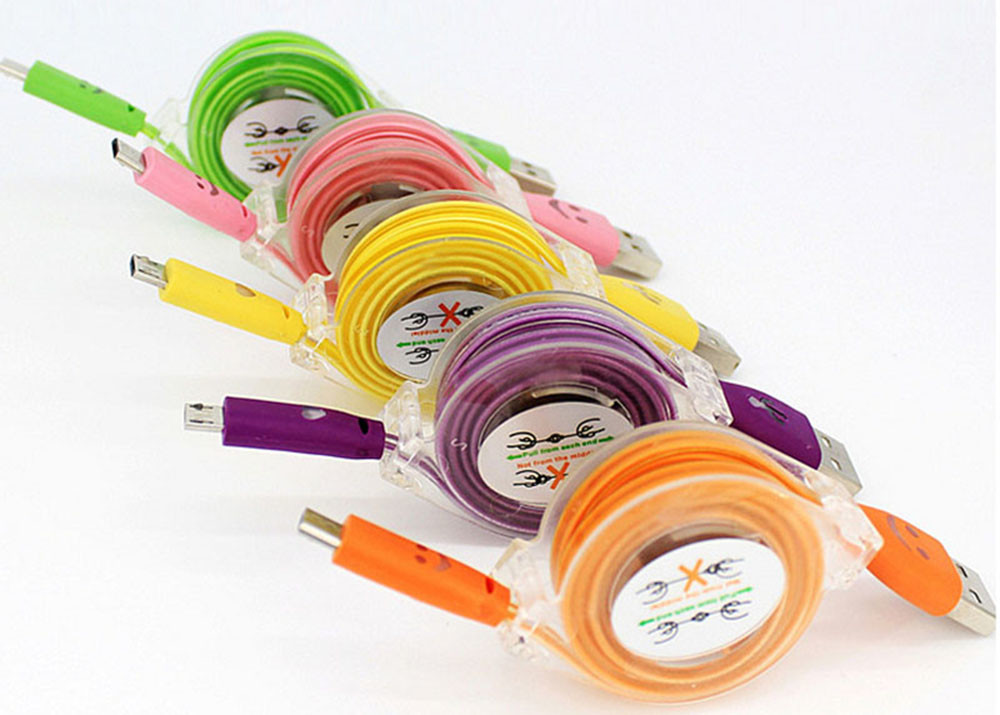 5 Color PVC 1M USB Extension Cable Micro Braided Mini LED Charger TPE Led Light For Smartphone