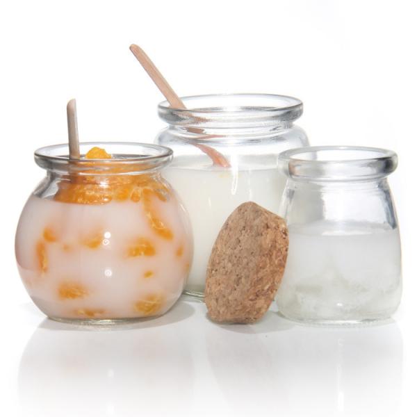Quality 8Oz Empty Glass Yogurt Bottle Pudding Jar And Fresh Milk Bottle With Cork Lid for sale
