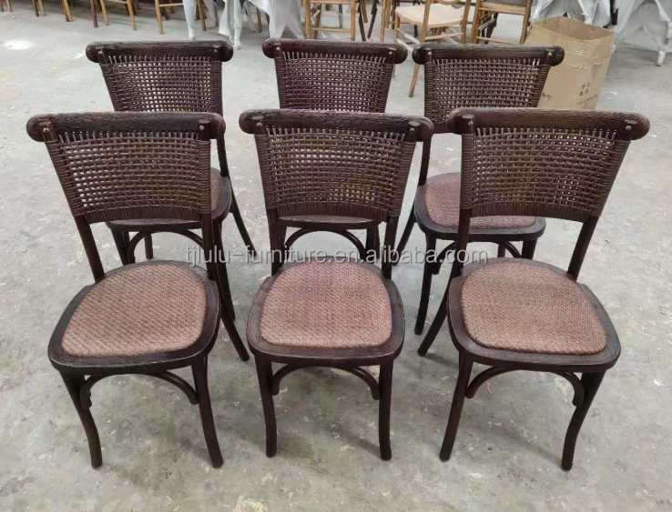 Hotel Banquet Event Dining Room Furniture Luxury Modern Stackable Rattan Wood Wedding Chairs for Elegant Seating