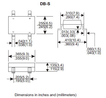50-1000V 1A Bridge Rectifier With High Temperature Soldering Guaranteed