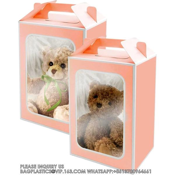 Large Gift Boxes, Tote Paper Bags With Transparent Window Flower Bouquet Paper Gift Bags With Handles, Party Bag