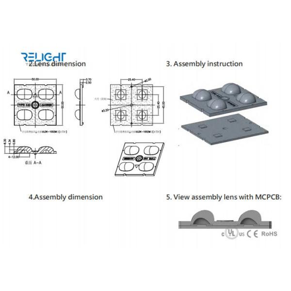 SMD Osram 5050 1.6mm AL 120W 5000K Street Light Module with IP67 5 Years Warranty and LedLink PC 1225Z Optical Lens