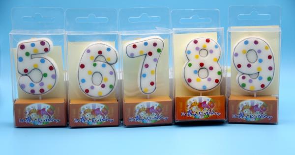 ！0-9 Number Birthday Candles ！White Number Shape Candles with Gray Edge and