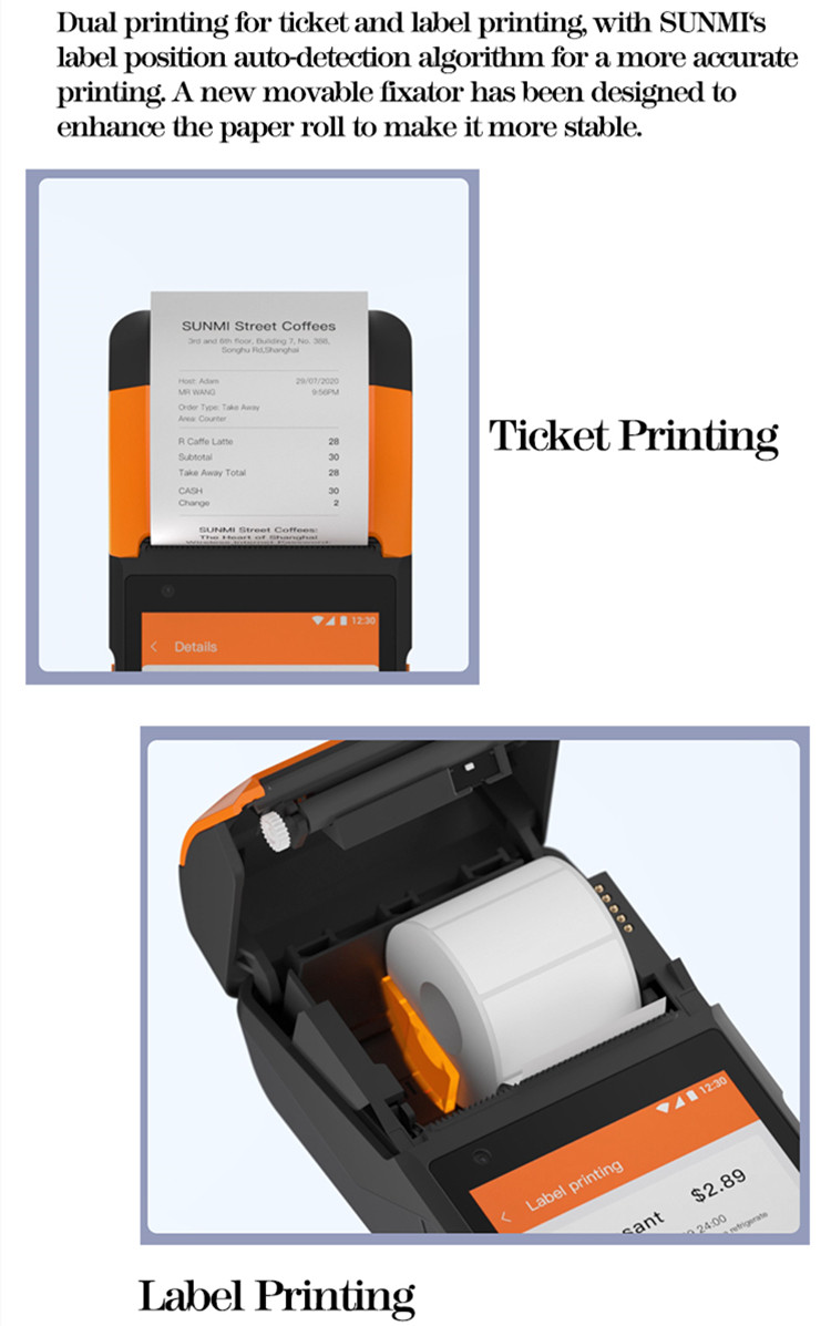 Coffee Shop WiFi Android POS Terminal Portable With Integrated Scanner