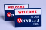 Custom printed plastic PVC Verve Card payment way accepted display table tents