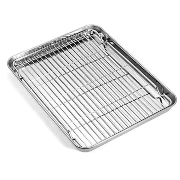 Quality Heavy Duty Oven Baking Tray Nonstick Baking Pan Rust Free With Cooling Rack Set for sale