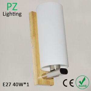 Buy cheap Wall mounted wood lamp with round glass shade white color,E27 LED bulb available CE/ROHS product