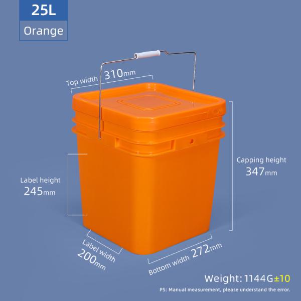 Food Packing Snacks Barrels PP Square Plastic Bucket With 5L 10L 13L 16L 25L Capacity