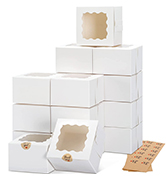 Small Treats White Bakery Cookie Boxes with Window 4x4x2.5 Inches Customized Packaging