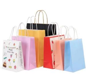 Plain Brown White Kraft Paper Bag With Twisted Handle Customized Paper Shopping Bags