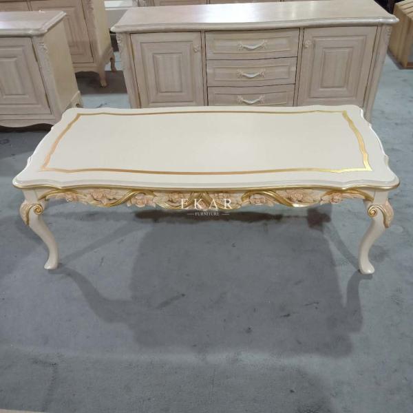 Luxury Antique Rectangle Coffee Table Hand Carved Wooden Coffee Table