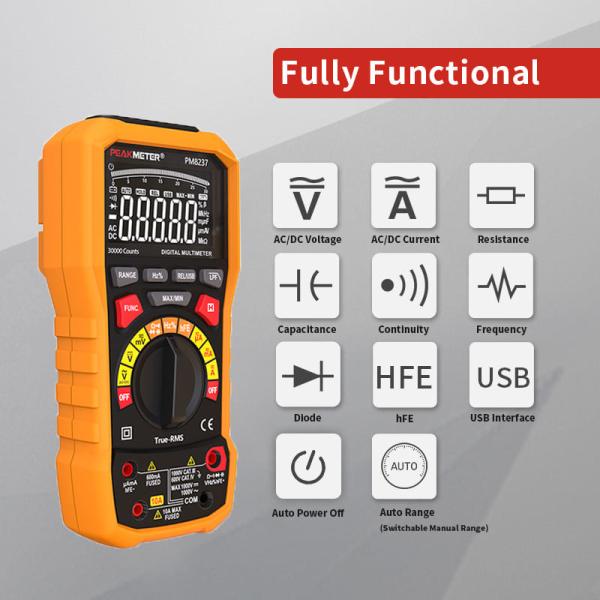 30000 Counts T-RMS Digital Multimeter High Accuracy For Solar Panel System