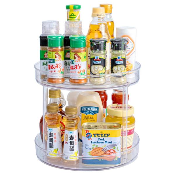 Quality Save Space Transparent Spice Rack Organizer Countertop Spice Display Rack Plastic Lazy Susan for sale