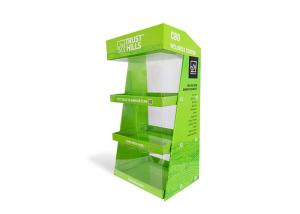 China CBD Oil Floor Retail Cardboard Display Stand Customization With PET on sale