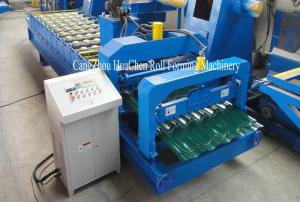 China Hydraulic Shearing Glazed Corrugated Sheet Roll Forming Machine PLC Control on sale