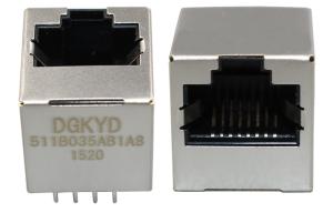 Shieded 180 Degree Tab Up RJ45 PCB connector vertical 16.7mm Length