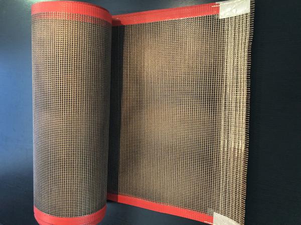 Quality Fabric Drying Oven 6*6mm PTFE Coated Fiberglass Mesh Conveyor Belts for sale