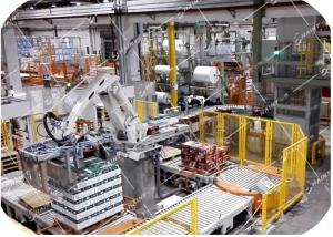 China Unit Load Palletizer Automatic Palletizing System High Speed With Conveyor on sale