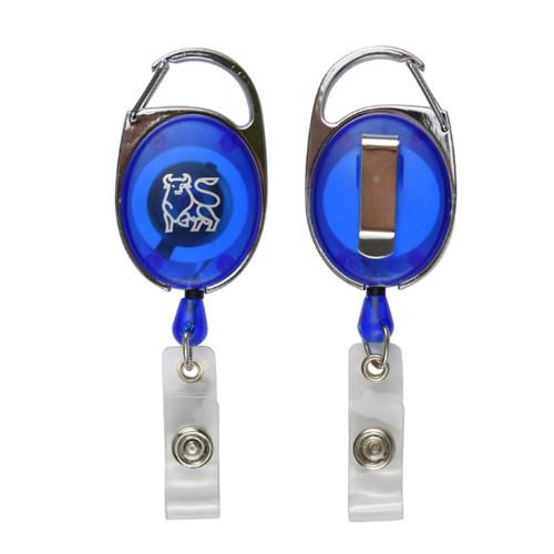 Carabiner Badge Holder Reel Clip Retractable Oval Shape With Custom Logo