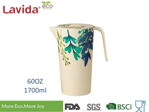 Quality Hand Drawn Water Bottle Jug Melamine Beverage Jar Rustic Texture High Strength for sale