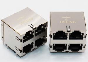 Buy cheap Brass Shielded RJ45 Multiple Port Connectors 4 Ports With EMI Tab Spring product