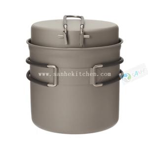 China Titanium cookware set, soup pot and frying pan/camping cookware set on sale