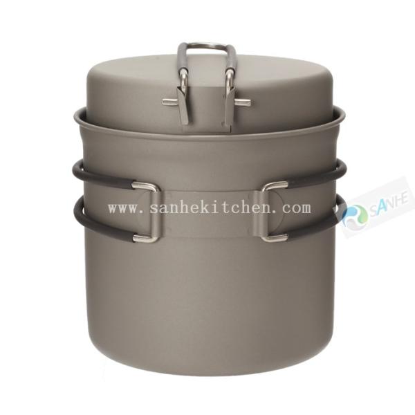 Quality Titanium cookware set, soup pot and frying pan/camping cookware set for sale