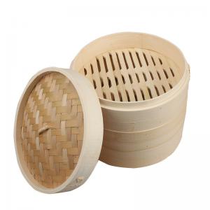 Buy cheap 2 Tier Customized Size Dim Sum Bamboo Steamers Set Basket 10 Inch product