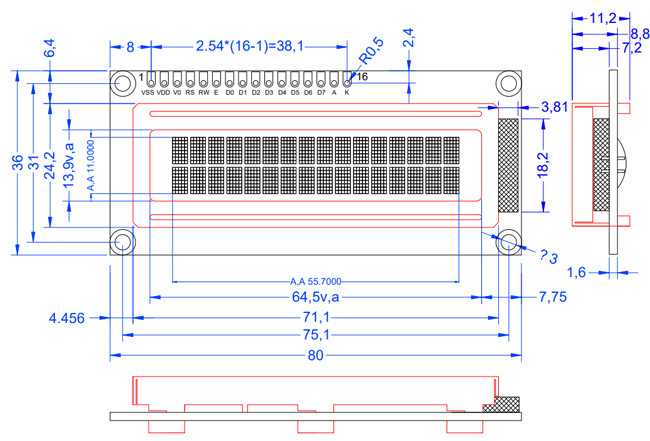COB 1602 Character LCD Display 16x2 With White Red Orange Character