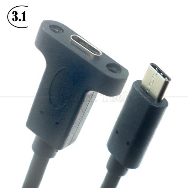 Quality 10Gbps 0.3m 1m Male to Female Type C 3.1 Panel Mount Screw Locking Hole USB Extension Cable for sale