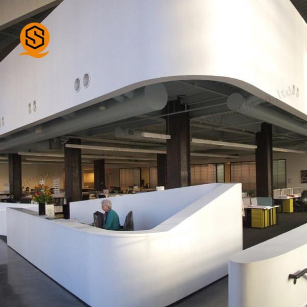 Quality Seamless White Solid Surface Reception Desk Long Reception Counter for sale