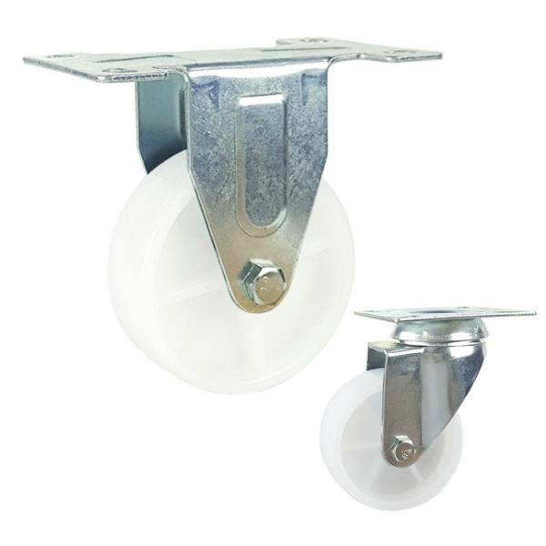 Quality 4inch Solid Wheel Screw Fixed Rigid Plate White PP Light Duty Casters For Misting Fans for sale