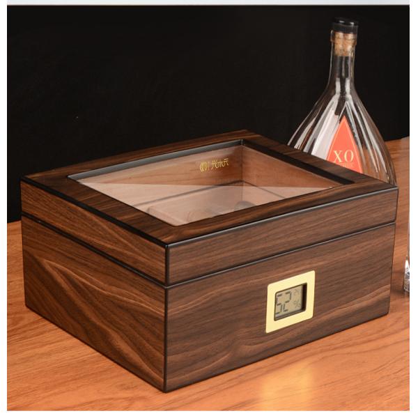 Custom Handmade Cigar Label Printing Glass Top Holds 25 Cigars Spanish Cedar Humidor