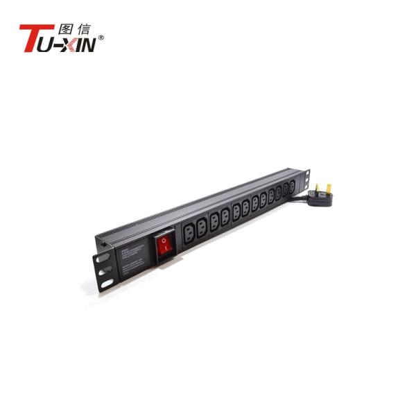 Quality 19 Horizontal PDU Power Distribution Unit For Server Rack 12 Way C13 IEC UK Plug for sale