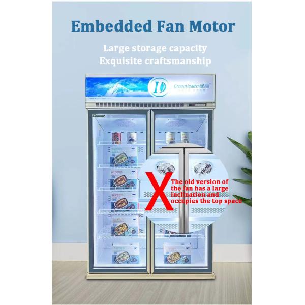 Food Freezing Display Freezer With Two Glass Doors On The Upper Unit