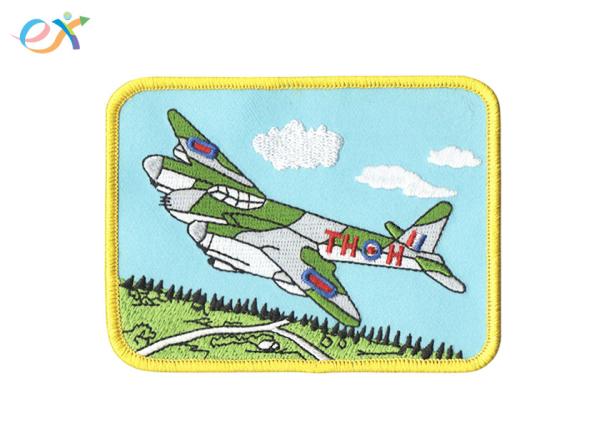 Quality Customized Aircraft Iron On Embroidered Patches With 85% Embroidery for sale