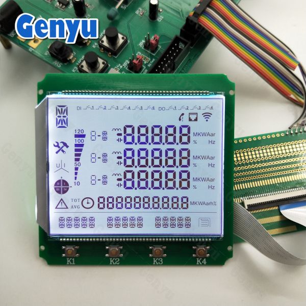 Customized VA Black LCD Screen Color Icons 11 Segment Display Modules with White Backlight 59.9 W x32.5 H mm Viewing Area