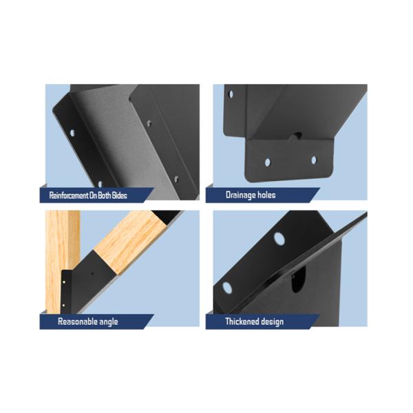 Pergola Angle Support Bracket Reinforced 45° Angle Bracket for 4''x4'' Lumber with Drainage Holes for Pergolas Gazebos