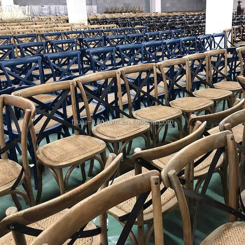 Restaurant and Hotel Solid Wood Woven Cross Back Chair in Modern Nordic Style for Wedding