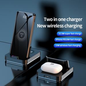 China ABS Power Bank Battery Pack , Black 2 In 1 Wireless Charger 5V on sale