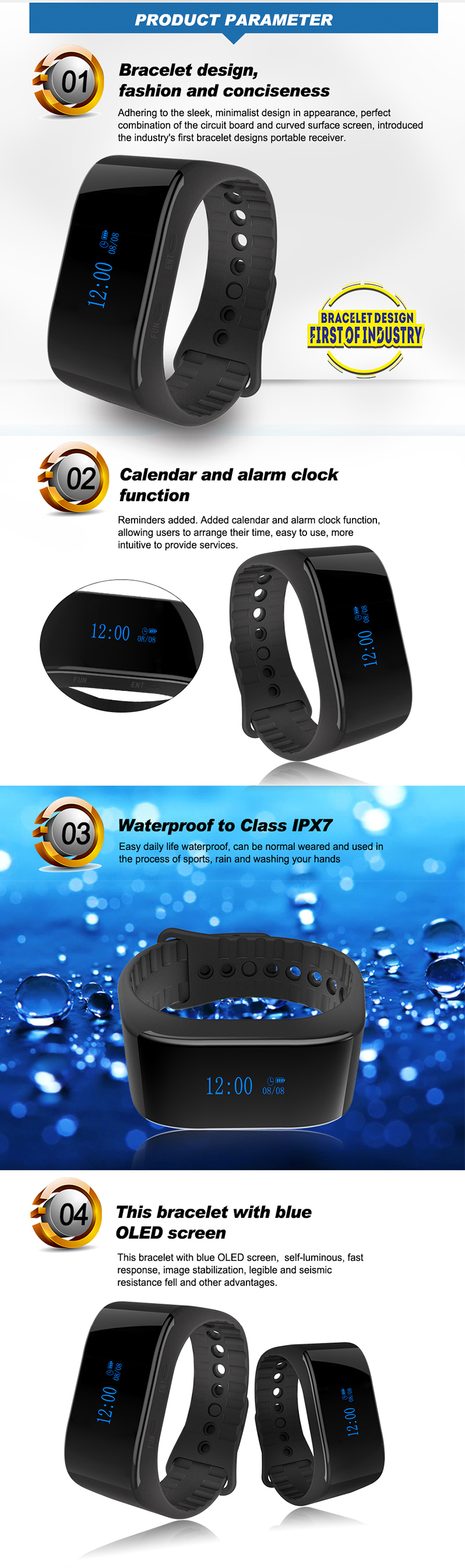 High quality wireless calling equipment with full waterproof wrist watch and a host keyboard